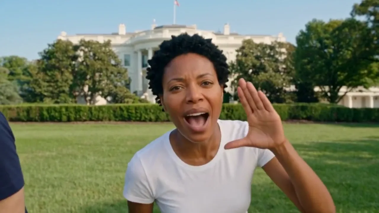 Right performer on the lawn with a hand near the face