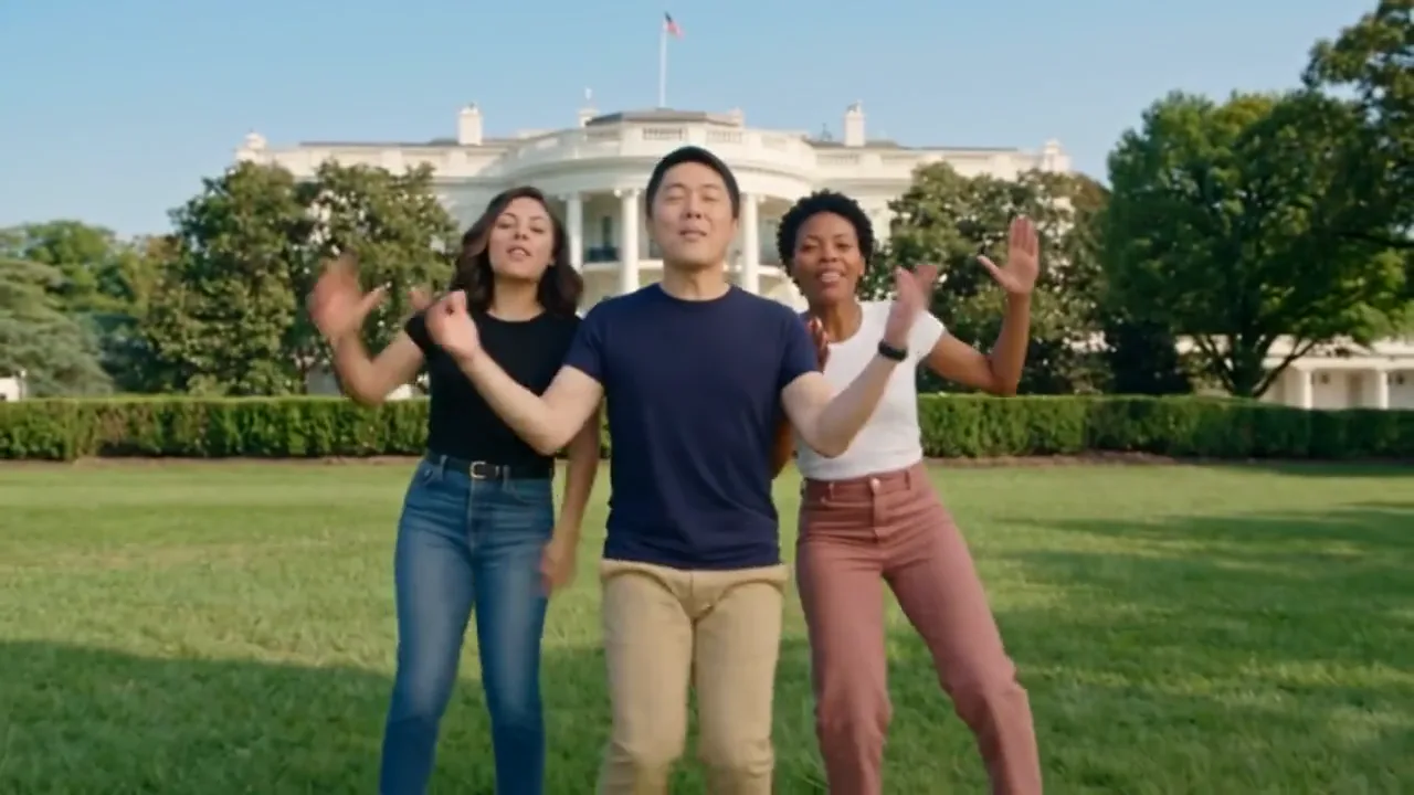 The three dancing together on the sunny lawn